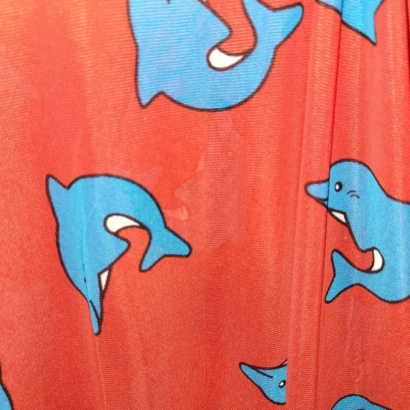 New! SWIMSUIT COVERUP 🐬 Dolphin Print Sheer Tank - Picture 8 of 11